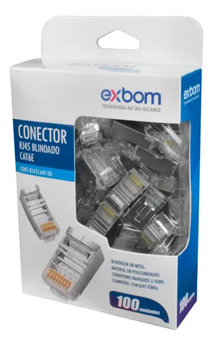 100 Un. Conectores Blindados 1 Giga Rj45 Cristal Ftp Cat6
