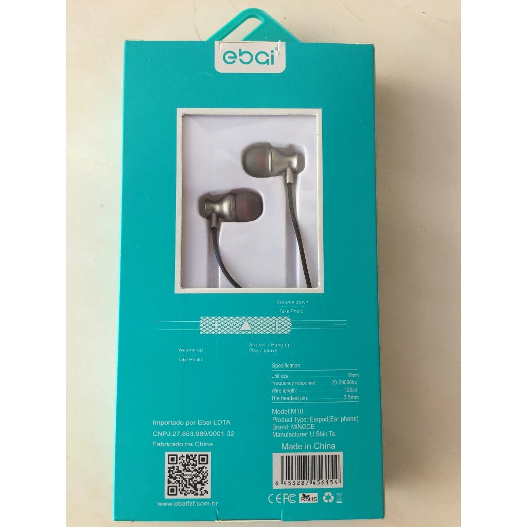 Fone De Ouvido Estéreo Com Micro-fone Alta Qualidade Intra-auicular Fzf-m9 Com Fio Preto