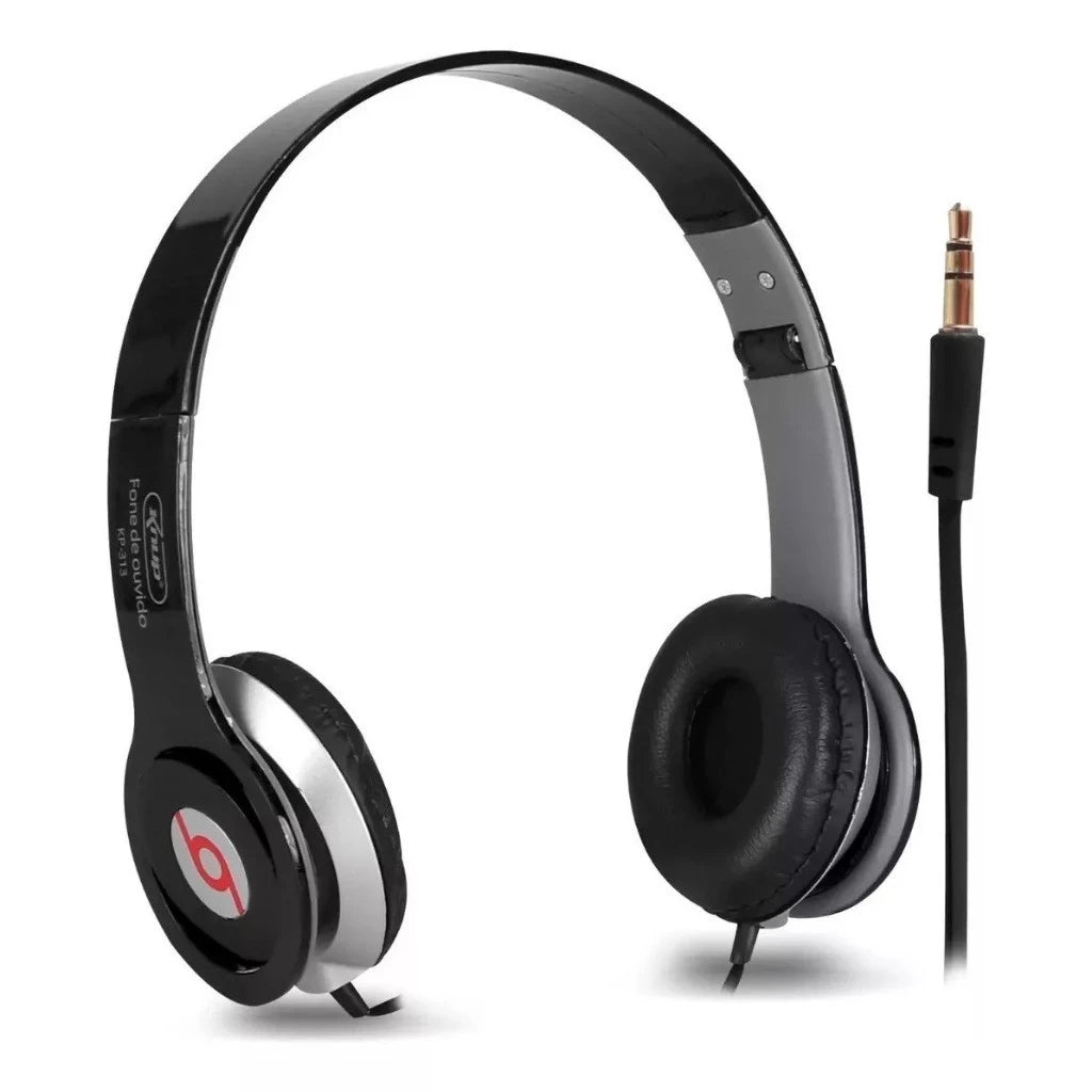 Fone de Ouvido Headphone Super Bass Knup Kp313 para Celular Mp3 Mp4 Notebook PC Cabo Flat P2 Dobrável